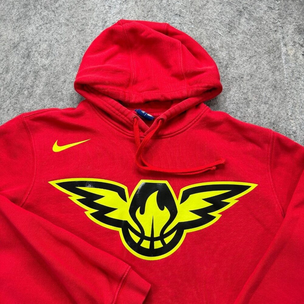 Atlanta Hawks Nike Hoodie Men L Red Pullover Hooded Sweater Sweatshirt Fleece